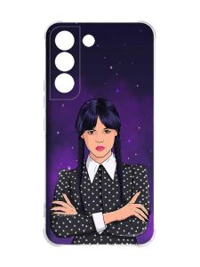 Чохол із потовщеними кутами на Samsung Galaxy S22 :: Дівчина з косичками. Венздей (принт 208)