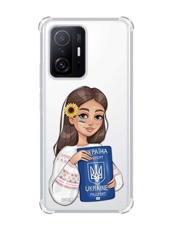 Чохол з потовщеними кутами на Xiaomi 11T :: Дівчина з паспортом (принт 12)