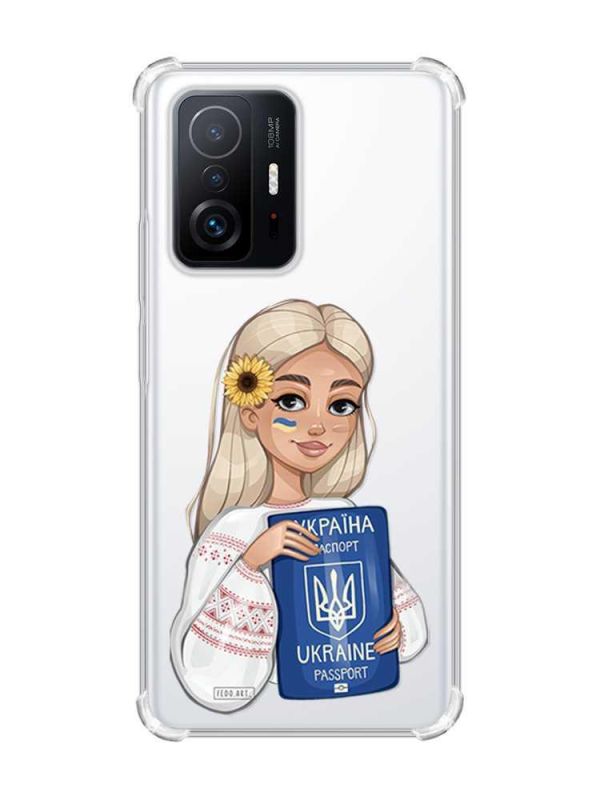 Чохол з потовщеними кутами на Xiaomi 11T :: Дівчина з паспортом (принт 13)