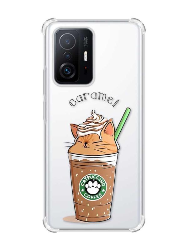 Чохол з потовщеними кутами на Xiaomi 11T :: Капучіно котик (принт 97)
