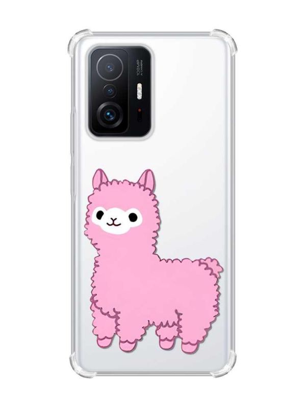 Чохол з потовщеними кутами на Xiaomi 11T :: Лама рожева (принт 100)