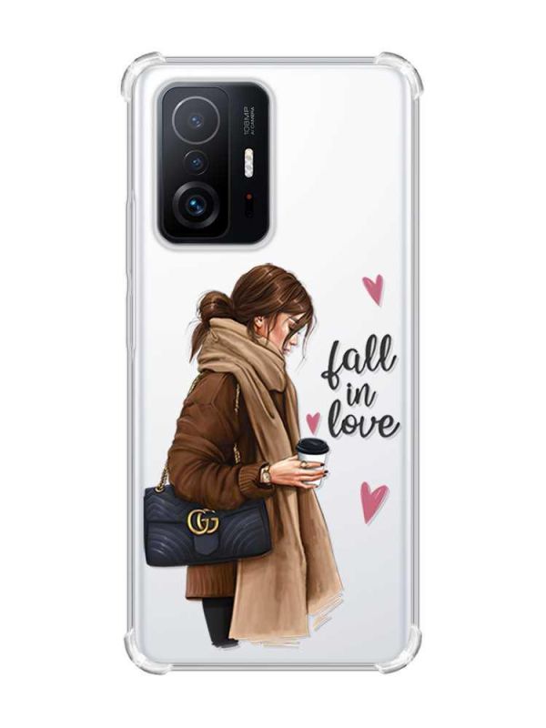 Чохол з потовщеними кутами на Xiaomi 11T :: Дівчина з кавою (принт 112)
