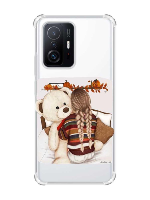 Чохол з потовщеними кутами на Xiaomi 11T :: Дівчинка з ведмедиком (принт 117)