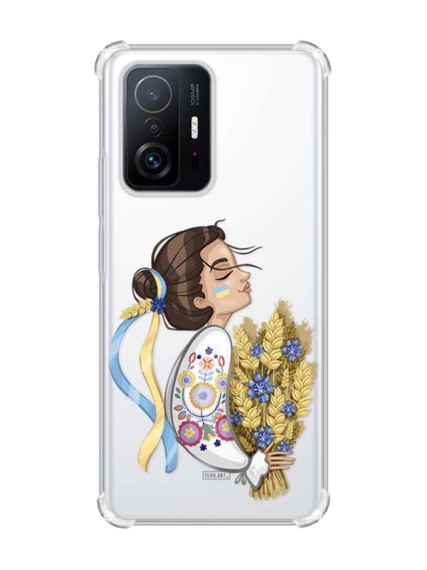 Чохол з потовщеними кутами на Xiaomi 11T :: Українка з колосками (принт 172)