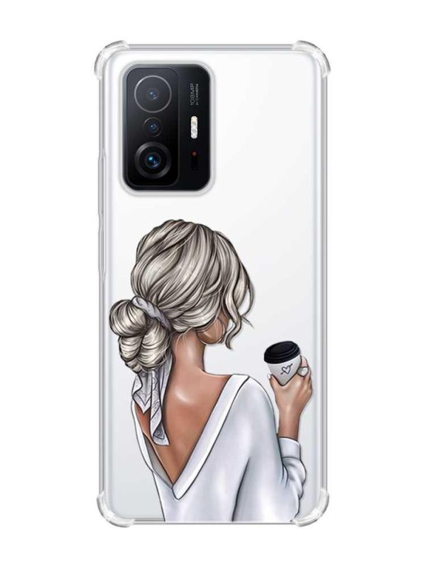 Чохол з потовщеними кутами на Xiaomi 11T :: Дівчина з латте (принт 227)