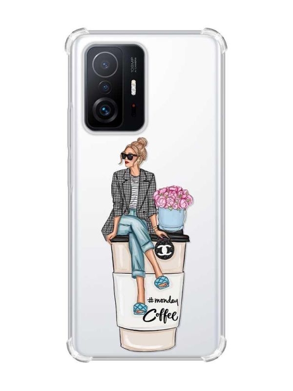 Чохол з потовщеними кутами на Xiaomi 11T :: Дівчина на каві (принт 228)