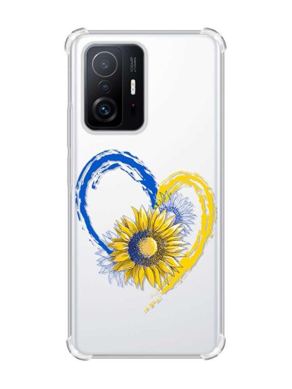Чохол з потовщеними кутами на Xiaomi 11T :: Серце з соняхом. Україна (принт 260)