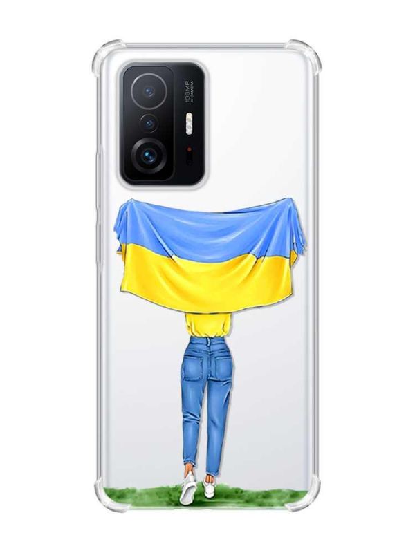 Чохол з потовщеними кутами на Xiaomi 11T :: Дівчина з прапором (принт 263)