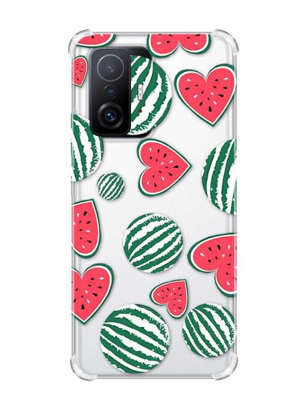 Чохол з потовщеними кутами на Xiaomi 11T :: Кавуни сердечка (принт 343)