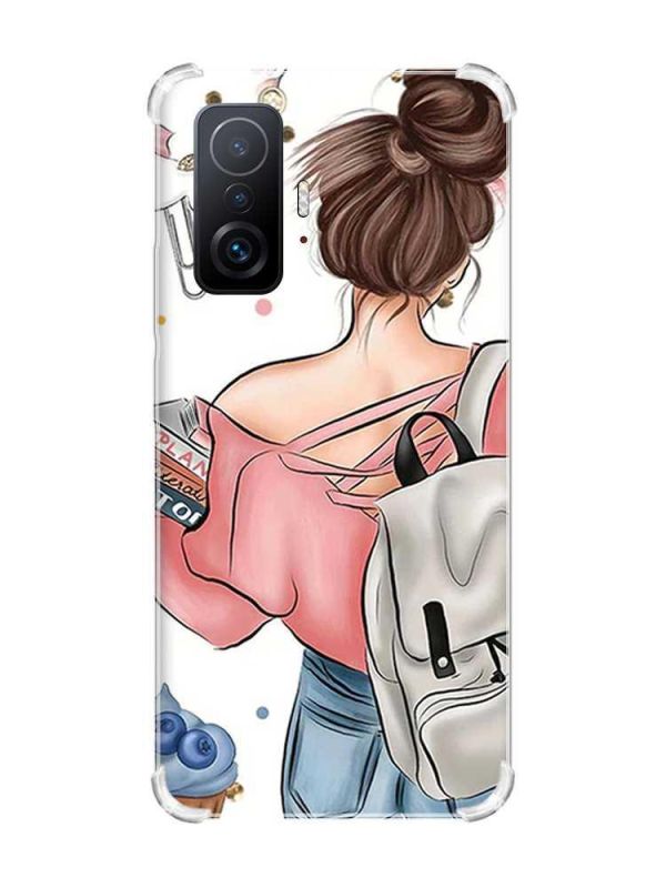 Чохол з потовщеними кутами на Xiaomi 11T :: Дівчина з рюкзаком (принт 30)