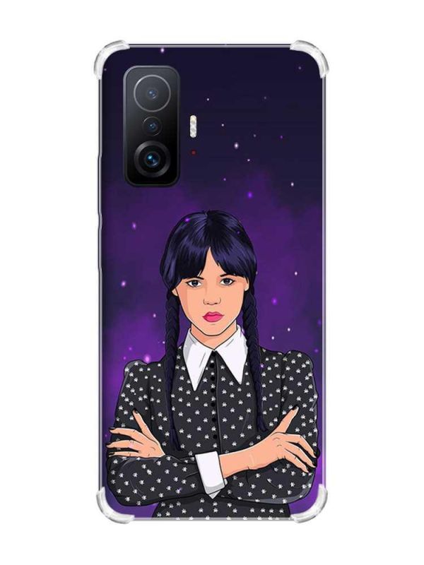 Чохол з потовщеними кутами на Xiaomi 11T :: Дівчина з косичками. Венздей (принт 208)