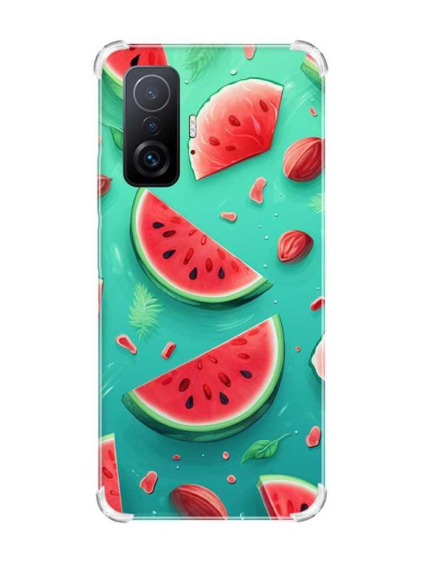 Чохол з потовщеними кутами на Xiaomi 11T :: Скибки кавуна (принт 340)