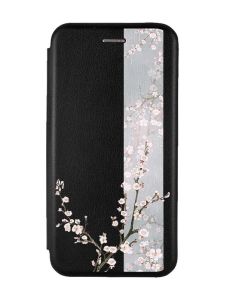 Чохол-книжка з малюнком для Xiaomi Redmi Note 12S Чорний :: Квітуча сакура (принт 285)
