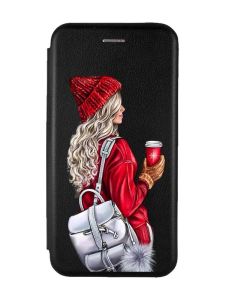Чохол-книжка з малюнком для Xiaomi Redmi 12 Чорний :: Дівчина з рюкзаком (принт 9)