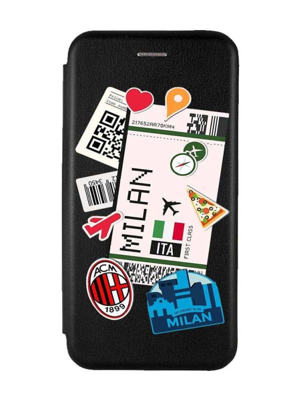 Чохол-книжка з малюнком для Xiaomi Redmi 12 Чорний :: Подорожі. Італія (принт 325)