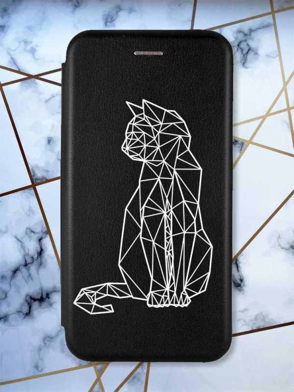Чохол-книжка з малюнком для Xiaomi Redmi 12 Чорний :: Котик (принт 125)