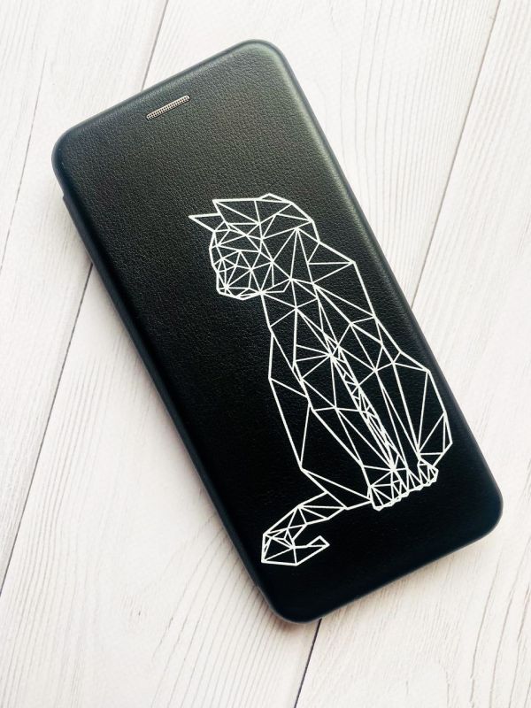 Чохол-книжка з малюнком для Xiaomi Redmi 12 Чорний :: Котик (принт 125)