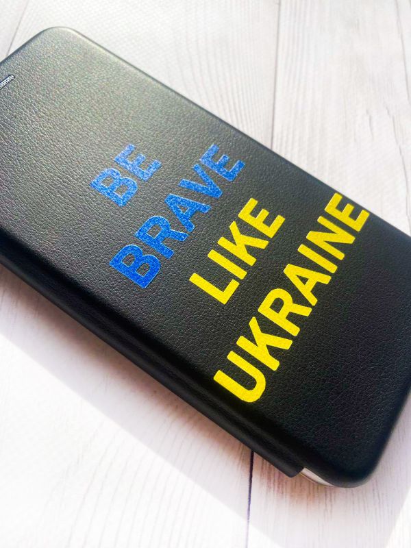 Чохол-книжка з малюнком для Xiaomi Redmi 12 Чорний :: Сміливість (патріотичний принт 5)