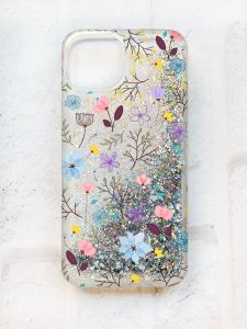Чохол із плаваючими блискітками на iPhone 14 Срібний :: Квітковий фон (принт 267)