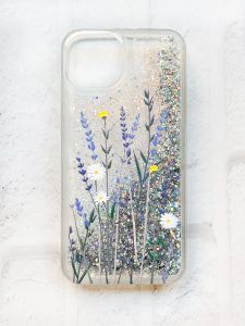 Чохол із плаваючими блискітками на iPhone 14 Срібний :: Польові квіти (принт 270)