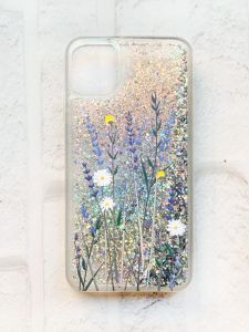 Чохол із плаваючими блискітками на iPhone 11 Срібний :: Польові квіти (принт 270)