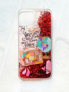 Чохол із плаваючими блискітками на iPhone 14 Червоний :: Настрій подорожувати (принт 329)