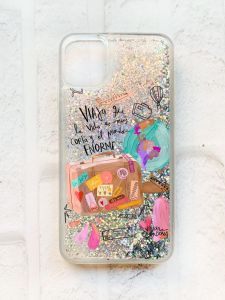 Чохол із плаваючими блискітками на iPhone 11 Срібний :: Настрій подорожувати (принт 329)