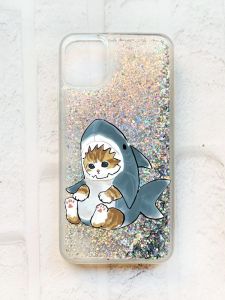 Чохол із плаваючими блискітками на iPhone 11 Срібний :: Кошеня (принт 120)
