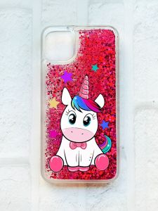 Чохол із плаваючими блискітками на iPhone 11 Рожевий :: Єдиноріг (принт 102)
