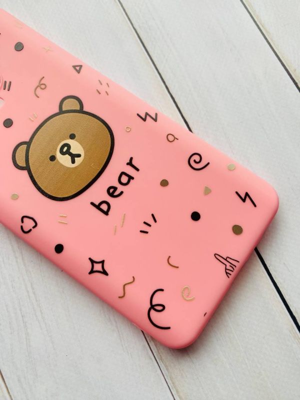 Матовий рожевий чохол на Xiaomi Redmi Note 10 / Note 10s Ведмедик (принт 76)