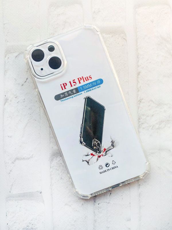 Прозорий силіконовий чохол із потовщеними кутами на iPhone 15 Plus