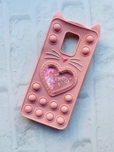 Чохол Антистрес Поп-Іт Pop It Xiaomi Redmi Note 9 Pro / 9S / 9 Pro Max Котик з сердечком рожевий