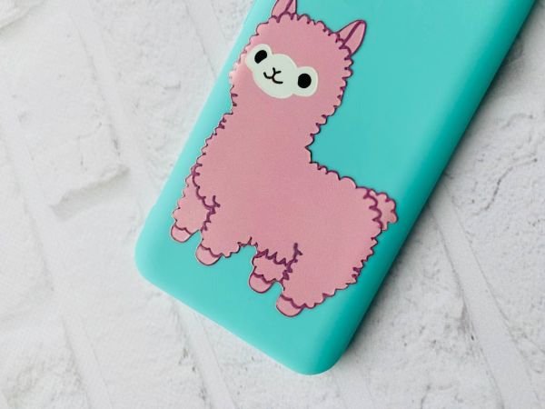 Матовий бірюзовий чохол на Samsung Galaxy A04E / A042 :: Лама рожева (принт 100)