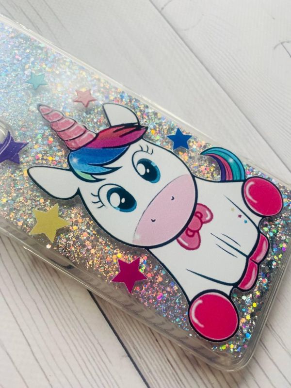 Чохол з плаваючими блискітками на Xiaomi Redmi Note 11 Срібний :: Єдиноріг (принт 102)
