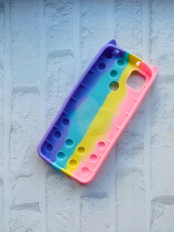 Чохол Попіт Антистрес Поп-Іт Pop It на Xiaomi Redmi 9C / 10A Котик з сердечком Рожево-фіол.