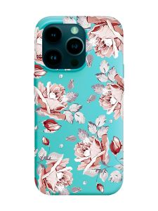 Матовий бірюзовий чохол на Apple iPhone 14 Pro :: Фон Троянди (принт 273)