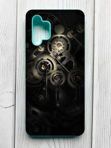 Матовий чохол з бірюзовими боками на Samsung Galaxy A32 :: Механізм (принт 238)