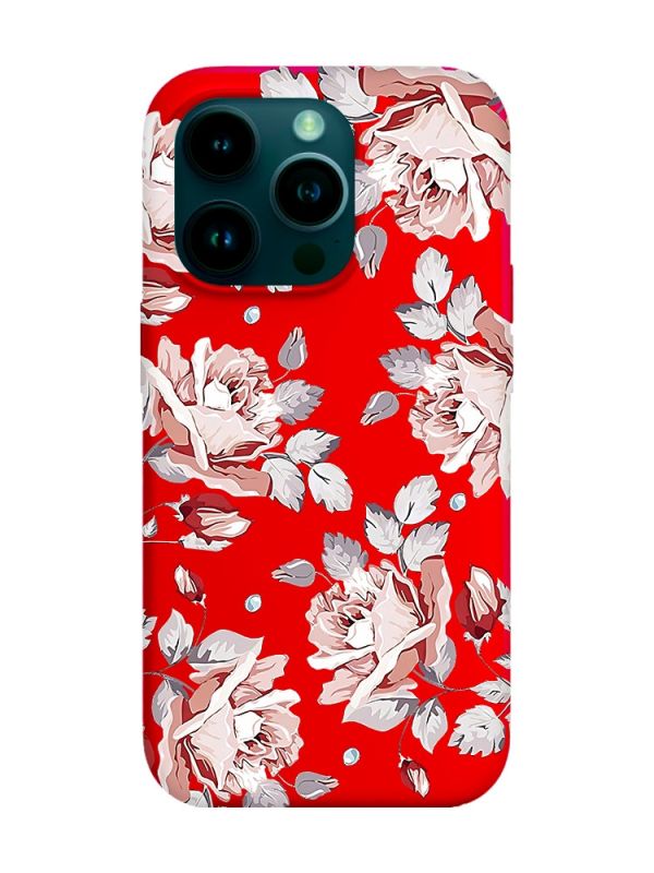 Матовий червоний чохол на Apple iPhone 14 Pro :: Фон Троянди (принт 273)