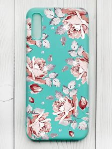 Матовий бірюзовий чохол на Xiaomi Redmi 9А :: Фон Троянди (принт 273)