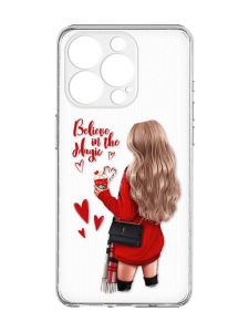 Чохол із захистом камери на  iPhone 15 Pro :: Дівчина з кавою (принт 137)