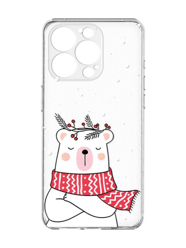 Чохол із захистом камери на  iPhone 15 Pro :: Ведмідь у шарфі (принт 147)