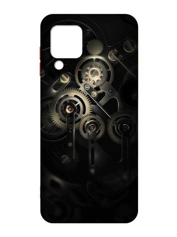 Матовий чохол з червоними боками на Samsung Galaxy M32/A22/M22 4G :: Механізм (принт 238)