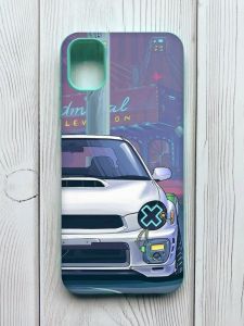 Матовий чохол з бірюзовими боками на Samsung Galaxy A04E / A042 :: Авто аніме (принт 239)