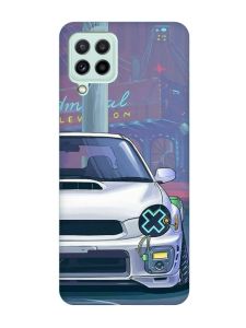 Матовий чохол з бірюзовими боками на Samsung Galaxy M32/M22/A22 4G :: Авто аніме (принт 239)