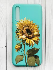Матовий бірюзовий чохол на Samsung Galaxy A50 (2019) A505/A30s :: Соняшник (принт 274)