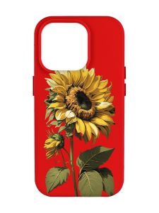 Матовий червоний чохол на Apple iPhone 14 Pro Max :: Соняшник (принт 274)