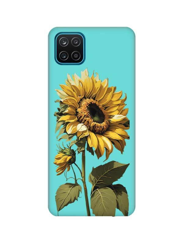 Матовий бірюзовий чохол на Samsung Galaxy A12 :: Соняшник (принт 274)