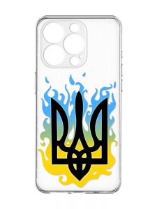 Чохол із захистом камери на  iPhone 15 Pro :: Тризуб Полум'я (принт 257)