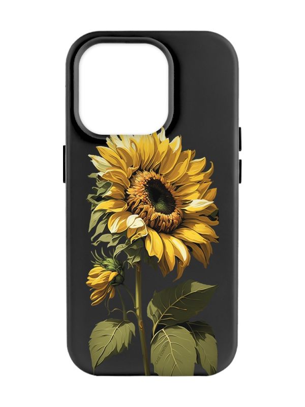 Матовий чорний чохол на Apple iPhone 14 Pro Max :: Соняшник (принт 274)