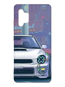 Матовий чохол з червоними боками на Samsung Galaxy A32 :: Авто аніме (принт 239)